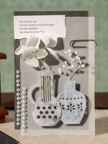 30Pcs 15 Style Vintage Hollow Cup House Vase Theme Paper Stickers Objects Life Literature Art Junk Journaling Planner Scrapbooking Decorative DIY Craft Material Sticker Scrapbook Supplies Stationery - Multicolor - View 10