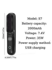 2025 新款 LCD USB 可充电陶瓷加热直发梳，无线便携式卷发器和直发器组合 - 彩色 - 查看 2