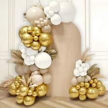 39pcs/21pcs Set Of 10-Inch Gold, White, Champagne Latex Balloons, Suitable For Valentine's Day, Birthday, Wedding, Bridal Shower, New Year Decoration, Balloon Party, Autumn Decor, Retirement Party, Bachelorette Party, Balloon Decoration, Photo Backdrop, Various Indoor And Outdoor Decor - Golden Sand White - View 5