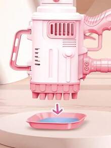 Máquina portátil de burbujas eléctrica de verano, pistola de burbujas manual para juegos al aire libre, soplador de burbujas para niños - Rosa Pálido - Ver 4