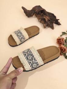 Girls/Kids' Island Tropical Tassel Slip-On Sandals, Summer Outdoor Beach Wear - Camel - View 5