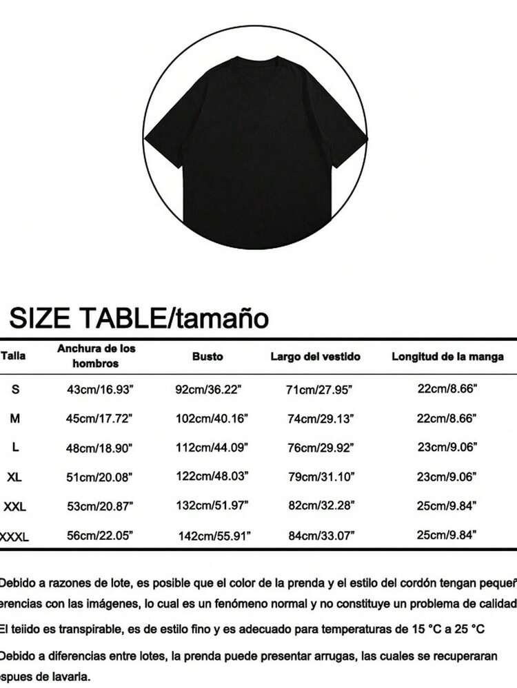 Manfinity Dauomo Hombre Verano letra impresa cuello redondo manga corta camiseta casual - Negro - Añade 7
