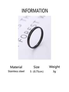 1 件女士时尚 2 毫米宽经典不锈钢戒指 - 黑色 - 查看 10