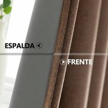 NANWEI Lino Cortinas Blackout con Aislamiento Térmico 100% Blackout y Ojal Superior Cortina para Recámara y Ventana de Sala Capa Trasera de Revestimiento Gris 2 Paneles 132 x 213.3 cm Marrón - Marrn - Ver 3