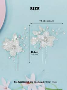 2pcs/Set Acrylic Flower Crystal Plum Blossom Hairpin Bridal Wedding Hair Accessories Valentine's Day Accessories - Silver - View 6