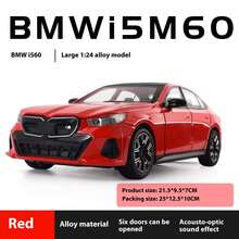1:24 BMW I5 M60 Xdrive Power Alloy Metal Diecast Model Car Sound & Light Outdoor Collection Hobby Decorative Ornaments Present - Đỏ - Xem 7
