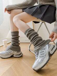 New Women Arm Warmers Japanese White Black Goth Knitted Fingerless Gloves Ankle Wrist Sleeves Harajuku 52cm Gloves - A - View 11