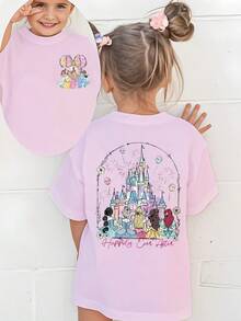 [Authorized]Disney Princess Print Disney Casual Fashion Hundred Matching Commuting Sports Soft Print Men's Versatile Long Sleeved Thin Comfortable Hoodie, Spring And Autumn Casual Top Men's Outdoor Clothing - 粉色 - 查看 1