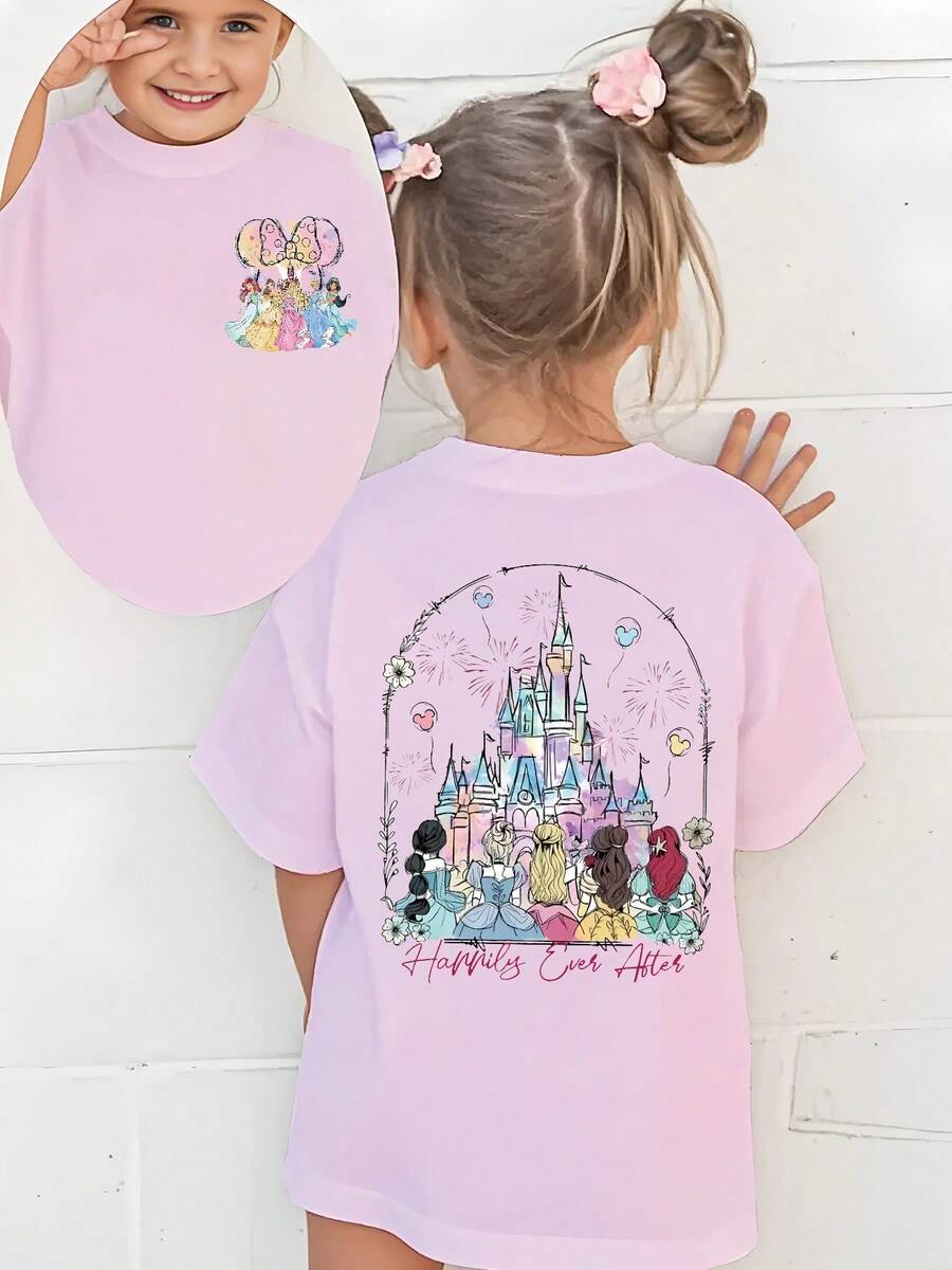 [Authorized]Disney Princess Print Disney Casual Fashion Hundred Matching Commuting Sports Soft Print Men's Versatile Long Sleeved Thin Comfortable Hoodie, Spring And Autumn Casual Top Men's Outdoor Clothing - 粉色 - 查看 1