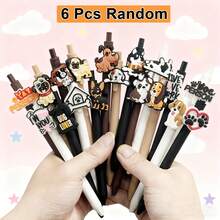 1/6/12/18pcs Cute Dog Themed Ballpoint Pens, Black Ink, Push-Button Pen Set, Ideal New Year Gift For Dog Lovers, Veterinary Technicians, Students And School Supplies Enthusiasts