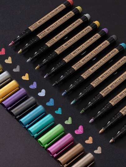 Bolígrafos para niños, bolígrafos para niñas, marcadores metálicos para niños Paquete de 12 | Bolígrafos de arte lavables de punta media