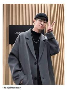 2025 Spring/Autumn Men's New Arrivals: A Light, Mature, And Bad-Boy Style, This Solid Casual Suit Features A Korean-Style Loose Silhouette And A British-Style Short Jacket. This Popular Item Is Perfect For Spring And Autumn Commutes, Cafe Meetings, Small Get-Togethers With Friends, Everyday Outings, And Exploring. Its Soft, Luxurious Texture Makes It Versatile And Suitable For A Variety Of Occasions. - Màu xám đen - Xem 3