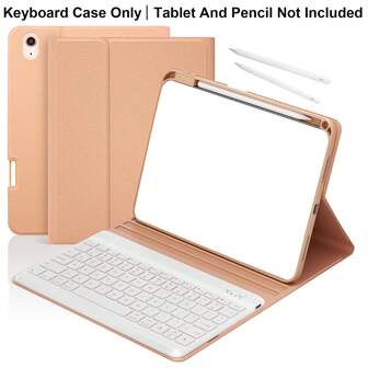 Bakgrundsbelyst trådlöst, avtagbart vikbart tangentbordsfodral med 7 färger och pennhållare, kompatibel med iPad 11" A16 2025 10:e generationen 10,9" 2022