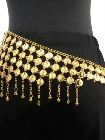Coins Belly Dance Hip Scarf Belt Body Chain Dance Skirt Women Halloween Costume Accessory