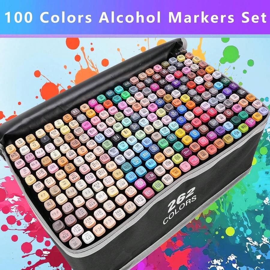 ¡Recomendado262/160/120/100/80 Colores Plumones Doble Punta Pincel, Marcadores Pluma de Acuarela con Base, Alcohol Markers, para Niños y Adultos Dibujo, Caligrafía, Lettering (262)¡Top de Temporada