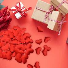 zxr 500 piezas de 35 mm de tela de satén romántica con pétalos de corazón confeti boda mesa cama corazón pétalos de boda decoración de San Valentín125 - Rojo - Ver 5