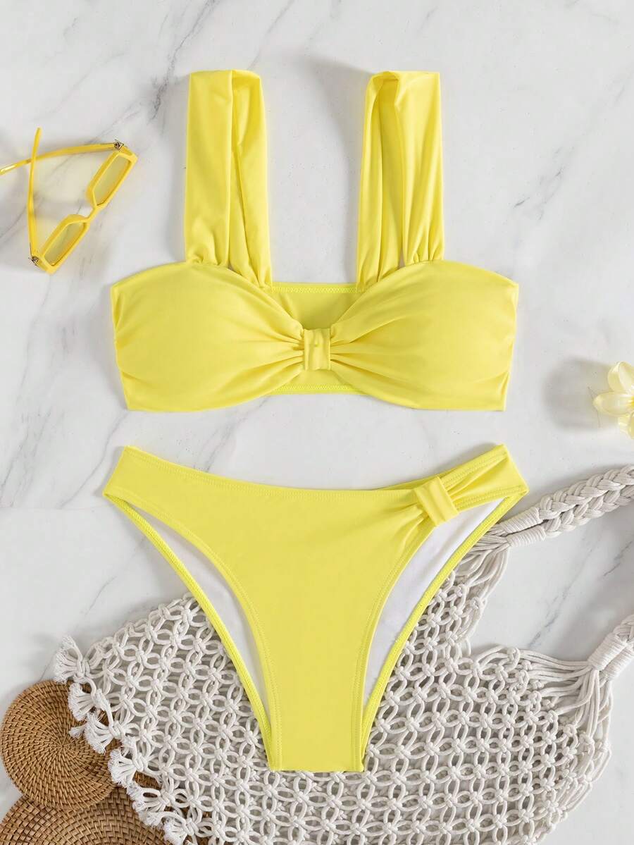 Bộ bikini nữ mùa hè, thích hợp cho kỳ nghỉ biển. - Màu vàng - Xem 1