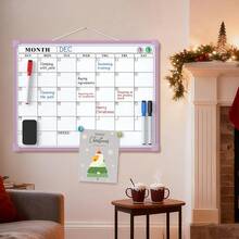 MaxGear Monthly Calendar Dry Erase Board For Wall, 16\X12\ Small Hanging Double-Sided White Board, Portable Whiteboard For Planning, Drawing, Memo, To Do List, Schoolsss, Home, Office, Purple Frame,Purple - 紫色的 - 查看 9