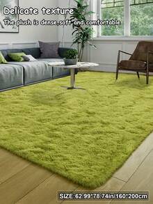 1pc Solid Color Soft & Cozy Shaggy Area Rug, Plush Grass Green Carpet For Living Room/Bedroom, Modern Minimalist Nordic Style Home Decor, Warm & Comfortable Cream Texture Floor Mat, Autumn/Winter Seasonal Gift, Fluffy Christmas/Halloween/Valentine's Day Decoration, Easy Care Living Room/Sofa/Bedside Rug - Grass Green - View 4