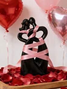 1件装 8.25英寸 浪漫情侣拥抱心形装饰品，永恒爱情治愈情侣家居装饰 - 家居摆件、派对装饰、圣诞节、感恩节、情人节、婚礼、斋月、开斋节、周年纪念日，贴心浪漫礼物 - 黑金色 - 查看 5