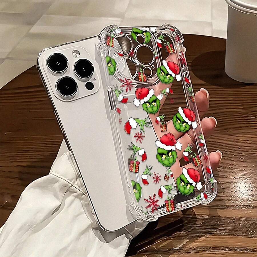 Funda para teléfono con diseño navideño del , compatible con teléfonos , 17, 16 Pro Max, 15 Pro Max, 13 y 12. Fabricada en TPU para una protección total contra golpes y caídas. Ideal para regalar en Navidad, celebrar en familia o con amigos. - transparente - Ver 1