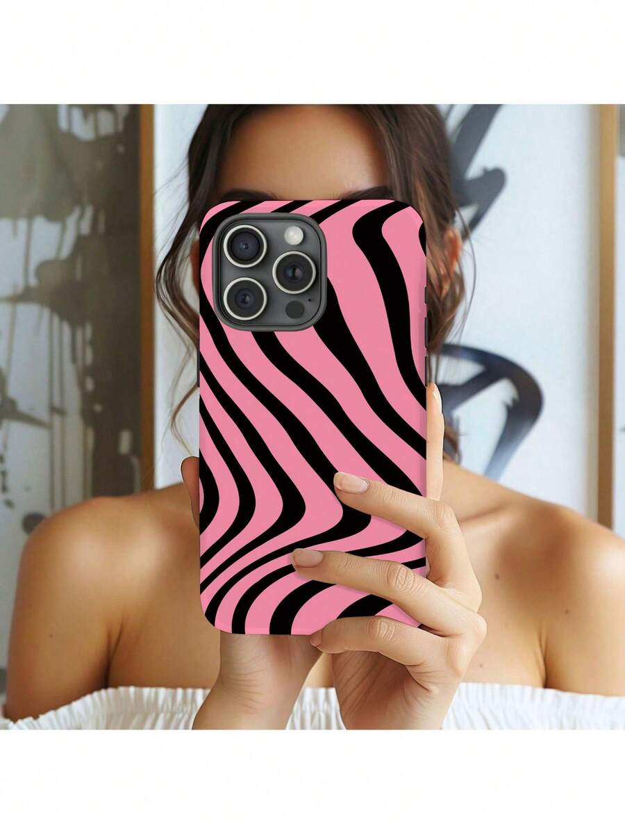 Ốp điện thoại hai lớp bóng bẩy, họa tiết sọc lượn sóng, bảo vệ tốt, tương thích với iPhone 17, 16, 15, 14, 13, 12, 11 Pro Max, kiểu dáng thời trang và cao cấp. - Nhiều màu - Xem 1
