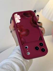 1pc Minimalist Red Floral & Pink Sakura Pattern Red TPU Material Phone Case Compatible With IPhone 17/17promax/17pro/Air/13/16E/16promax/16/15/14/12promax/13promax/11pro/14pro/15pro/12, Fashionable Protective Cover, Luxury Unisex Phone Case Compatible With Galaxy S24 Ultra/S23FE/S22/S21/S20/A52S/A15/A03 - Multicolor - View 6