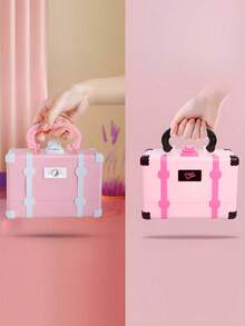 女孩迷你化妆包套装 儿童表演手提包 公主化妆包（里面三层都是塑料层） 公主角色扮演玩具 生日礼物 节日礼物 新年礼物 圣诞礼物 - 粉色 - 查看 7