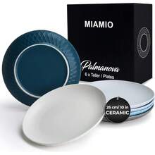 Plates Set Of 6/ Modern Plate Set Made Of Ceramic/Stoneware - Palmanova Collection Ocean Blue 26 Cm - OceanBlue - View 1