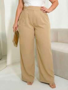 MODA MO, REF: 3286 (PLUS SIZE) - Women's Tailored Pants, Wide Leg Pants, High Waist, Black Pants, Wide Leg, Flare, Bell Bottom, Pants With Side Pockets, Pants With Belt, Skinny Pants, Crepe Knit Pants, Twill Pants, Jeans With Elastane, Wide Leg Pants, Dress Pants, Casual Pants, Pants With Lycra, Women's Clothing - 米色 - 查看 6
