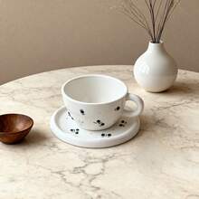 1 Set Creative Minimalist Hand-Pinched 3D Embossed Blueberry, Cherry, Lemon, Strawberry Ceramic Coffee Cup & Saucer, Mug Tableware - Multicolor - View 5