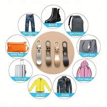 Wellenförmige abnehmbare Metallreißverschlusszipper, Ersatz-Reißverschlussgleiter für Taschen, Schuhe, Kleidung, DIY Nähzubehör - Verschiedenfarbig - Übersicht 12