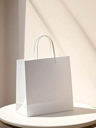 20pcs Pure White Kraft Paper Bags, Kraft Paper Shopping Bags, Kraft Paper Gift Bags, Birthday Gift Bags, Handles Bags, Suitable For Small Businesses, Shopping, Retail, Parties, Merchandise, Gifts (Christmas, Halloween, Back To School Seasonal Gift Bags)