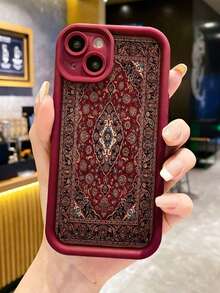 1pc Retro Floral Pattern Painted Shockproof TPU Phone Case, Compatible With Apple XS/XS Max/XR/11/12/13/14/14 Plus/15/15 Plus/16/16 Plus/7/8 Plus/17/17 Pro And Other Models - Multicolor - View 3