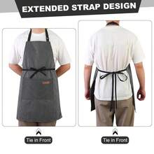 2 Pack Kitchen CooFKing Aprons, Adjustable Bib Chef Apron With 2 Pockets For Women Men, For CooFKing, Cleaning,Black+Grey - 黑色+灰色 - 查看 5