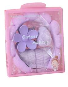 5 PCS/3PCS Girls Sponge Spa Headband Wristbands With Large Flower Hair Claw Clip Gift Set Hair Stuff Hair Accessories Set With Delicate Box For Party Gifts And Daily Use - 彩色 - 查看 6