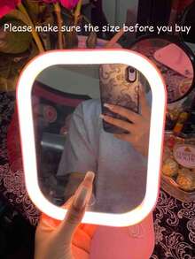 1pc LED Makeup Mirror With Front Lights, Rechargeable, 3 Lighting Modes, Modern Touch Control, Foldable & Portable, Ideal For Travel, Gift For Women, Students, Stylish Design - Multicolor - View 8