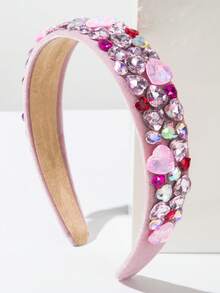 1 pieza Diadema retro de terciopelo de unicolor con banda ancha, decorada con gema en forma de corazón lujosa y dulce, accesorio esencial para el Día de San Valentín, adecuado para citas festivas, diadema, aro para el cabello, regalo de accesorios para el Día de San Valentín - Multicolor - Ver 5