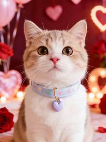 1 Adjustable Pet Collar For Cats And Dogs, With A Cute Heart-Shaped Pendant, Valentine's Day Outfit Accessory, Pet Holiday Costume Decoration, Pet Supplies Accessories - Multicolor - View 4