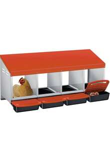 Techigher Chicken Nesting Boxes, 3/4 Hole Metal Chicken Egg Laying Box With Pull-Out Trays And Rollout Egg Collection For ChickenCoop - Orange, 4 Hole - View 8