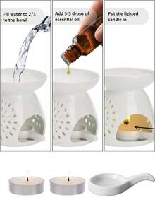 5 món đồ dùng khuếch tán tinh dầu bằng gốm sứ, máy làm ấm sáp nến kèm thìa xúc nến, giá đỡ nến thơm, đồ trang trí phòng ngủ, quà tặng tân gia và Giáng sinh. - Nhiều màu - Xem 11