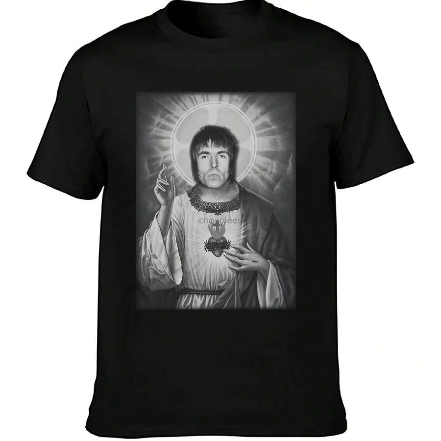 Liam Gallagher "Rock God" Print T-Shirt. All Sizes. - Black - View 1