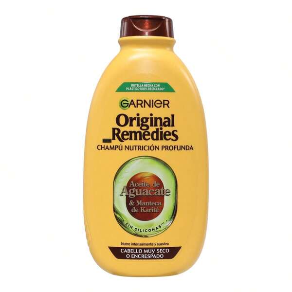 Garnier Original Remedies Champú Nutrición Profunda Aceite de Aguacate & Manteca de Karité 400 ml – Cabello Muy Seco o Encrespado, Sin Siliconas