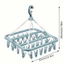 1/2pcs Foldable Plastic Clothes Hanger, 32-Clip Multi-Function Non-Slip Sock Clips Drying Rack - Durable Plastic Laundry Hanger, No Power Needed, Space Saving, Suitable For Home, Bathroom, Dorm, Closet Storage - Multicolor - View 11