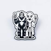 Creative Alien Animal Pin - Black & White Cartoon Badge, Unique Patterned Brooch,  Fashion Accessory, Cool & Quirky Design For Bags & Clothing - XZ4198-2 - Xem 8