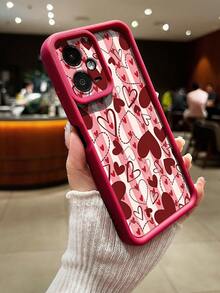 1个时尚简约情人节条纹红心图案软TPU防震防滑手机壳，适合作为礼物送给朋友、家人、情侣，也适合生日、节日、表白等场合，兼容三星和红米手机。 - 彩色 - 查看 3