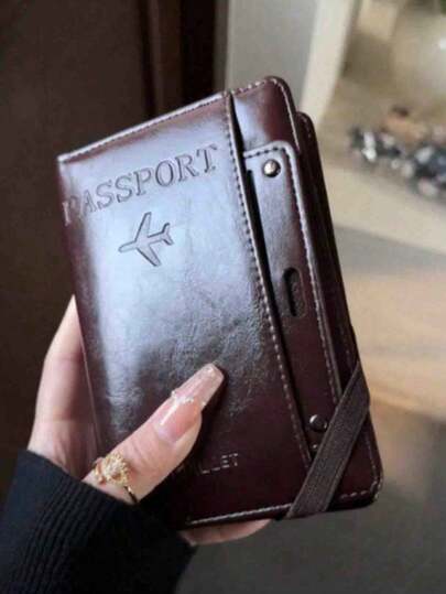 RFID屏蔽护照夹及疫苗卡收纳包，轻便PU材质旅行护照钱包，带疫苗卡槽，兼容护照印章，男女通用（旅行、签证、身份证），时尚设计，触感顺滑，适用于签证申请，简约风格，高品质工艺，商务旅行者护照套，旅行必备，防水，邮轮旅行必备，度假必备，男女旅行必备，假日必备，返校必备