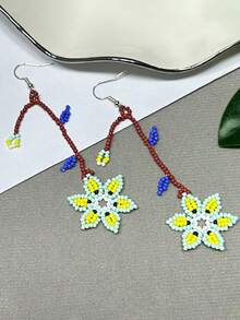 Flower Fish-Inspired Creative Beaded Earrings Bohemian Dangle Earrings Women's Fringe Earrings Handmade Glass Bead Beaded Jewelry Fashion Jewelry Suitable For Everyday Wear Accessories Holiday Gifts - 淺綠色 - 查看 4