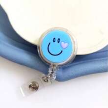 8pcs Random Color Cute Nurse Badge, With Retractable Clip Cartoon Employee ID Badge,School Supplies,Back To School - 8 Color Smile Badge - View 9