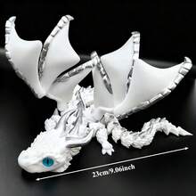 3D打印双角龙雕像，翅膀灵活，鳞片色彩丰富——可摆造型的收藏模型，眼神灵动，无需电池，适合14岁及以上青少年和成人，奇幻多彩设计（蓝/黄/红/紫）——经久耐用，是家居、办公室、游戏室的理想装饰品。 - 白色 - 查看 3